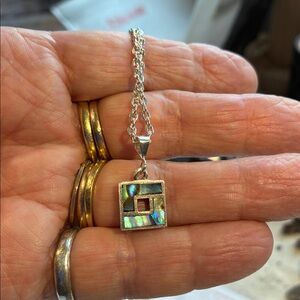 915 Silver Pendant Necklace with Abalone Inlay